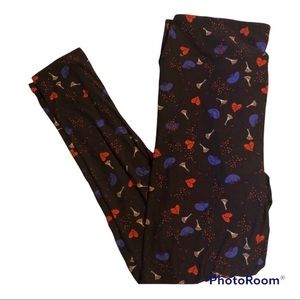 LuLaRoe Tall & Curvy leggings botanic inspired print polyester/spandex EUC